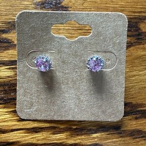 Elegant Pink Tourmaline Halo Stud Earrings (October Birthstone